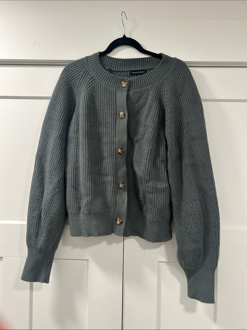 Banana Republic Forest Green Ribbed Button Cardigan